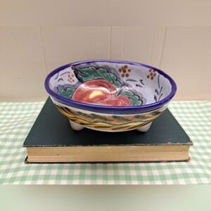 Colorful Clay Bowl with Fruit Design Made In Mexico